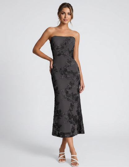 Mandarine Midi Dresses — Black | SKU: RB-257a52-black-2,RB-257a52-black-4,RB-257a52-black-6,RB-257a52-black-8,RB-257a52-black-10,RB-257a52-black-12,RB-257a52-black-14,RB-257a52-black-16,RB-257a52-black-16W,RB-257a52-black-18W,RB-257a52-black-20W,RB-257a52-black-22W