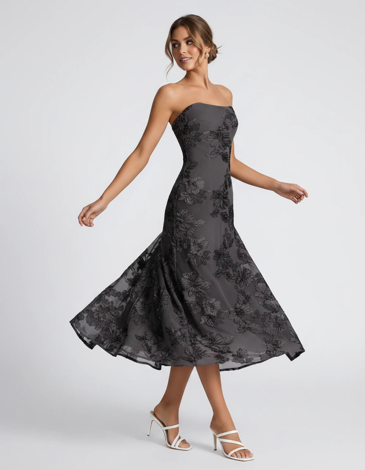 Mandarine Midi Dresses — Black | SKU: RB-257a52-black-2,RB-257a52-black-4,RB-257a52-black-6,RB-257a52-black-8,RB-257a52-black-10,RB-257a52-black-12,RB-257a52-black-14,RB-257a52-black-16,RB-257a52-black-16W,RB-257a52-black-18W,RB-257a52-black-20W,RB-257a52-black-22W