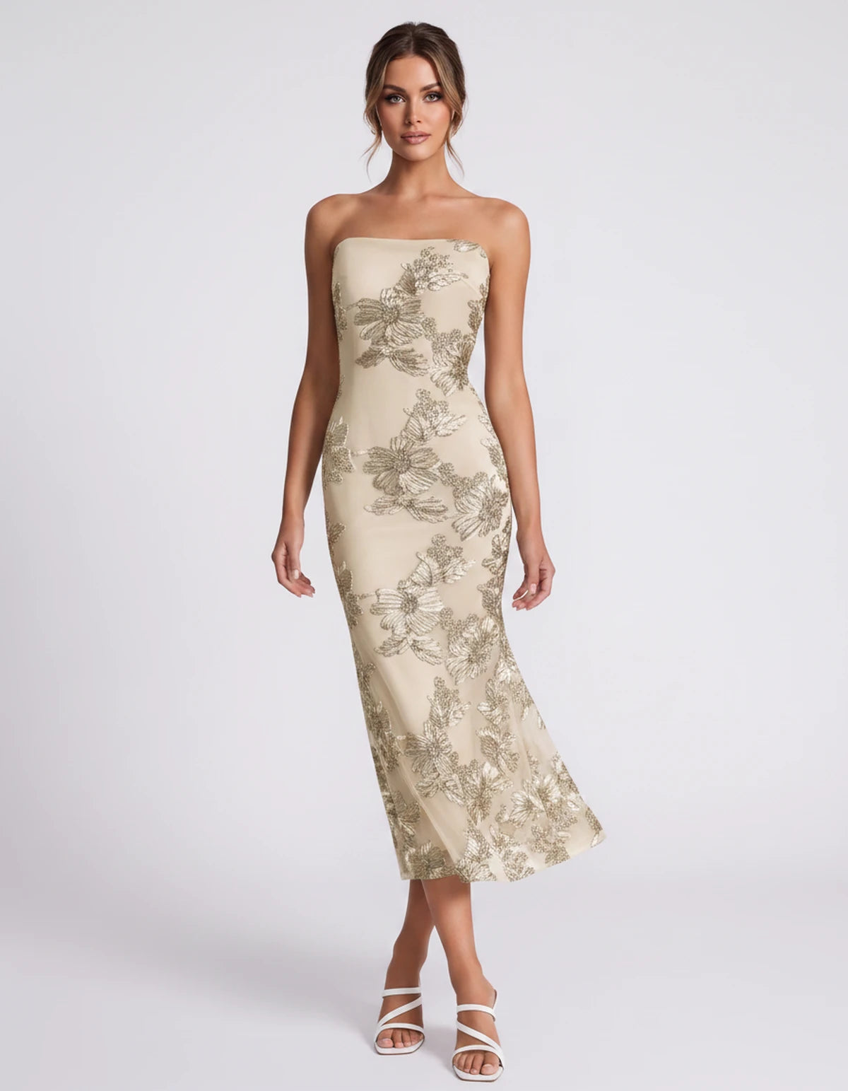 Mandarine Midi Dresses — Champagne | SKU: RB-257a52-champa2e-2,RB-257a52-champa2e-4,RB-257a52-champa2e-6,RB-257a52-champa2e-8,RB-257a52-champa2e-10,RB-257a52-champa2e-12,RB-257a52-champa2e-14,RB-257a52-champa2e-16,RB-257a52-champa2e-16W,RB-257a52-champa2e-18W,RB-257a52-champa2e-20W,RB-257a52-champa2e-22W