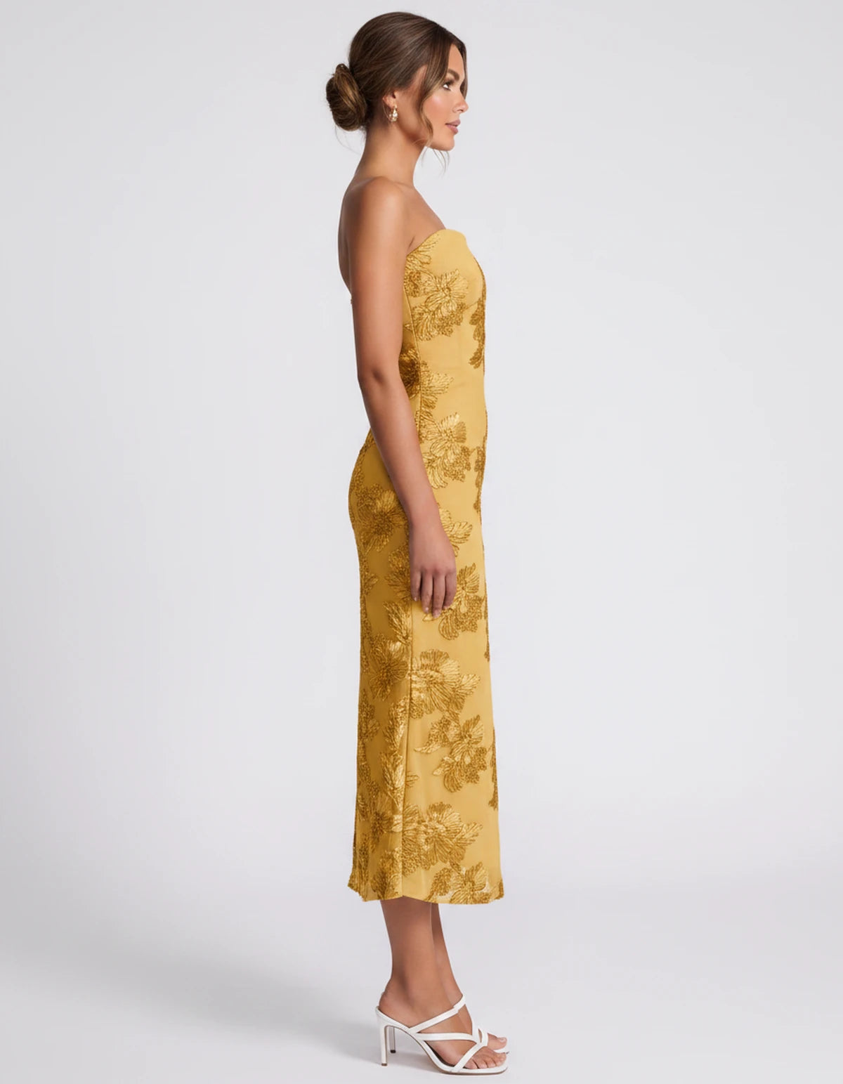 Mandarine Midi Dresses — Gold | SKU: RB-257a52-gold-2,RB-257a52-gold-4,RB-257a52-gold-6,RB-257a52-gold-8,RB-257a52-gold-10,RB-257a52-gold-12,RB-257a52-gold-14,RB-257a52-gold-16,RB-257a52-gold-16W,RB-257a52-gold-18W,RB-257a52-gold-20W,RB-257a52-gold-22W