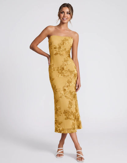 Mandarine Midi Dresses — Gold | SKU: RB-257a52-gold-2,RB-257a52-gold-4,RB-257a52-gold-6,RB-257a52-gold-8,RB-257a52-gold-10,RB-257a52-gold-12,RB-257a52-gold-14,RB-257a52-gold-16,RB-257a52-gold-16W,RB-257a52-gold-18W,RB-257a52-gold-20W,RB-257a52-gold-22W