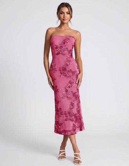 Mandarine Midi Dresses — Hot Pink | SKU: RB-257a52-hotpink-2,RB-257a52-hotpink-4,RB-257a52-hotpink-6,RB-257a52-hotpink-8,RB-257a52-hotpink-10,RB-257a52-hotpink-12,RB-257a52-hotpink-14,RB-257a52-hotpink-16,RB-257a52-hotpink-16W,RB-257a52-hotpink-18W,RB-257a52-hotpink-20W,RB-257a52-hotpink-22W