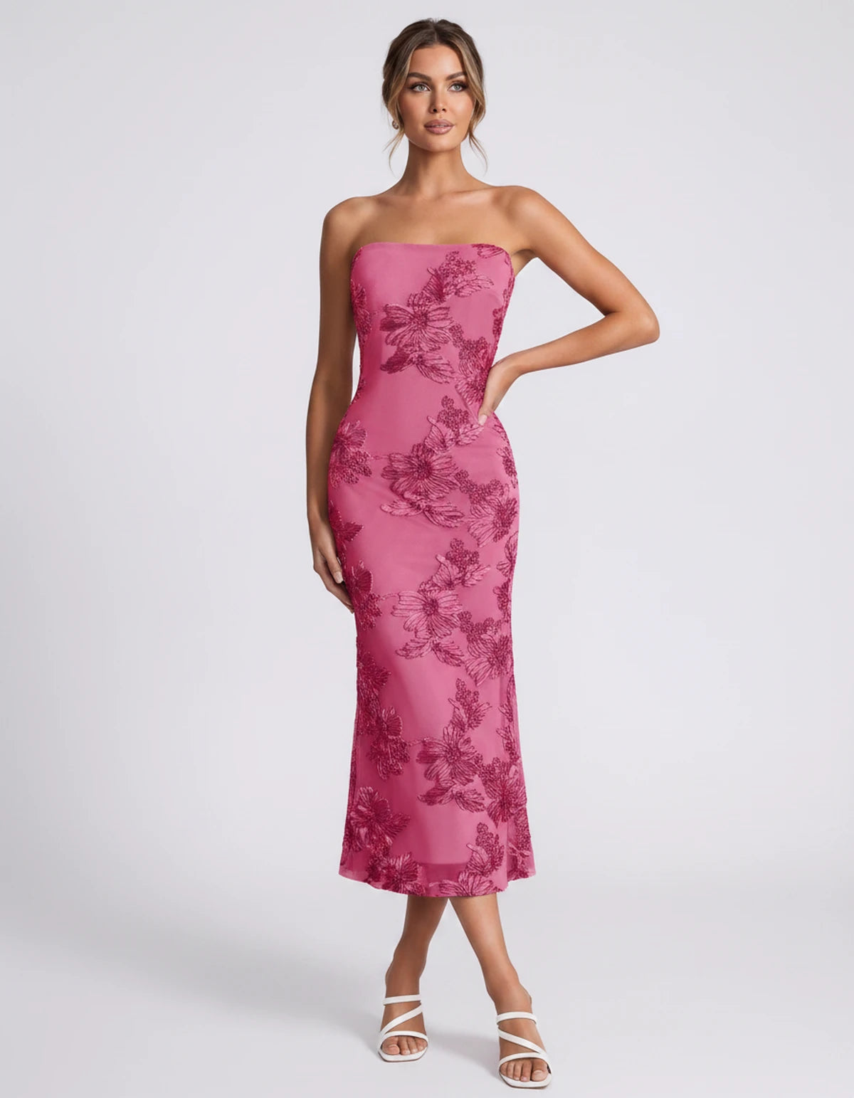 Mandarine Midi Dresses — Hot Pink | SKU: RB-257a52-hotpink-2,RB-257a52-hotpink-4,RB-257a52-hotpink-6,RB-257a52-hotpink-8,RB-257a52-hotpink-10,RB-257a52-hotpink-12,RB-257a52-hotpink-14,RB-257a52-hotpink-16,RB-257a52-hotpink-16W,RB-257a52-hotpink-18W,RB-257a52-hotpink-20W,RB-257a52-hotpink-22W