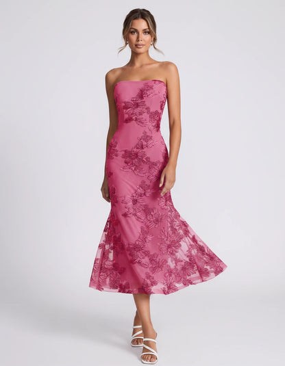 Mandarine Midi Dresses — Hot Pink | SKU: RB-257a52-hotpink-2,RB-257a52-hotpink-4,RB-257a52-hotpink-6,RB-257a52-hotpink-8,RB-257a52-hotpink-10,RB-257a52-hotpink-12,RB-257a52-hotpink-14,RB-257a52-hotpink-16,RB-257a52-hotpink-16W,RB-257a52-hotpink-18W,RB-257a52-hotpink-20W,RB-257a52-hotpink-22W