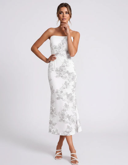 Mandarine Midi Dresses — White | SKU: RB-257a52-white-2,RB-257a52-white-4,RB-257a52-white-6,RB-257a52-white-8,RB-257a52-white-10,RB-257a52-white-12,RB-257a52-white-14,RB-257a52-white-16,RB-257a52-white-16W,RB-257a52-white-18W,RB-257a52-white-20W,RB-257a52-white-22W