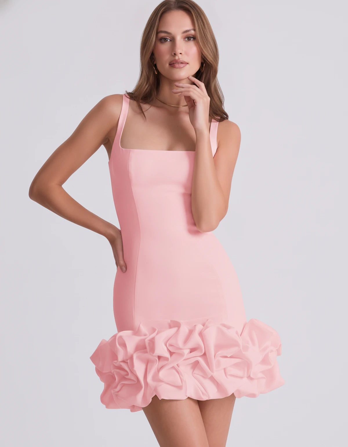 Marceline Mini Dresses — Pink | SKU: RB-fe4b06-pink-2,RB-fe4b06-pink-4,RB-fe4b06-pink-6,RB-fe4b06-pink-8,RB-fe4b06-pink-10,RB-fe4b06-pink-12,RB-fe4b06-pink-14,RB-fe4b06-pink-16,RB-fe4b06-pink-16W,RB-fe4b06-pink-18W,RB-fe4b06-pink-20W,RB-fe4b06-pink-22W