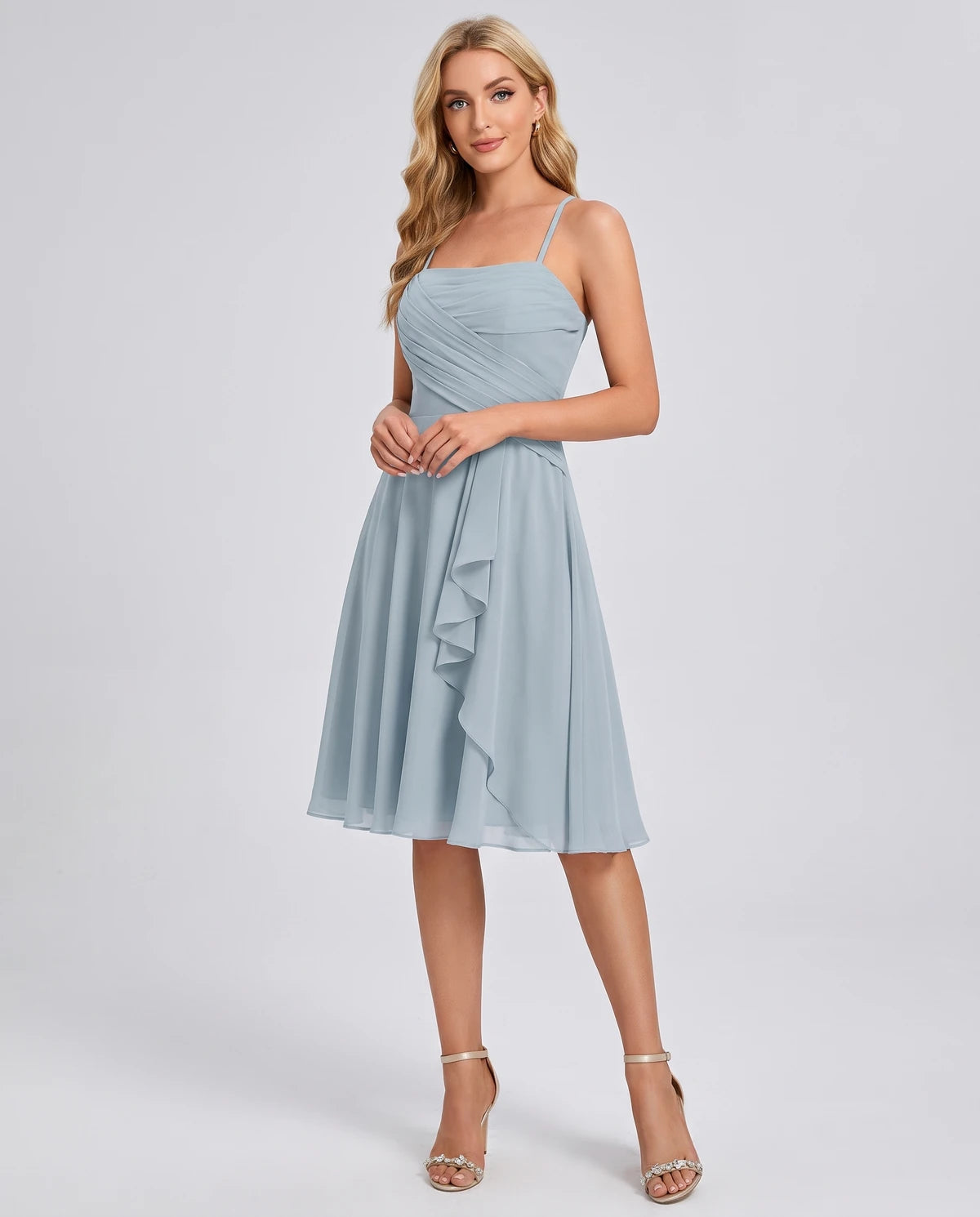 Margaux Midi Dresses — Dusty Blue