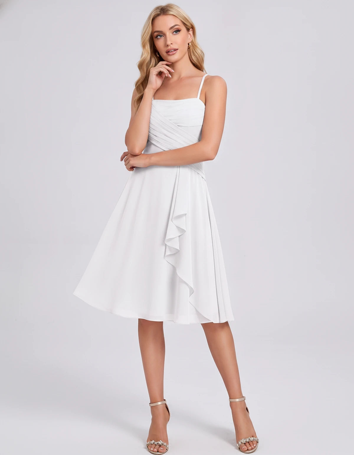 Margaux Midi Dresses — White | SKU: RB-006a91-white-2,RB-006a91-white-4,RB-006a91-white-6,RB-006a91-white-8,RB-006a91-white-10,RB-006a91-white-12,RB-006a91-white-14,RB-006a91-white-16,RB-006a91-white-16W,RB-006a91-white-18W,RB-006a91-white-20W,RB-006a91-white-22W