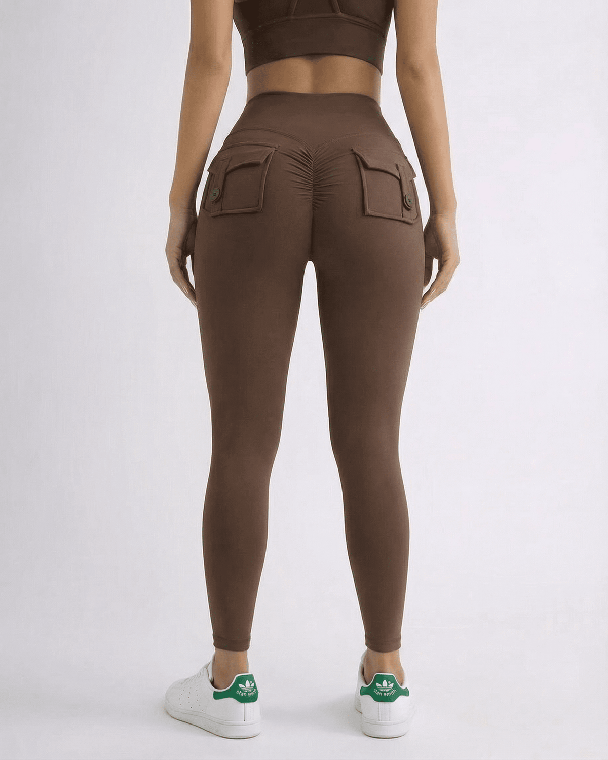 Brown Leggings, back view | Ramblion | SKU: HZL-32789-brown-L-5261,HZL-32789-brown-M-5224,HZL-32789-brown-S-1335,HZL-32789-brown-XL-9698,HZL-32789-brown-XS-9682