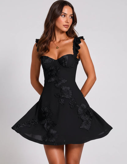 Mariposa Mini Dresses — Black | SKU: RB-2b3a28-black-2,RB-2b3a28-black-4,RB-2b3a28-black-6,RB-2b3a28-black-8,RB-2b3a28-black-10,RB-2b3a28-black-12,RB-2b3a28-black-14,RB-2b3a28-black-16,RB-2b3a28-black-16W,RB-2b3a28-black-18W,RB-2b3a28-black-20W,RB-2b3a28-black-22W
