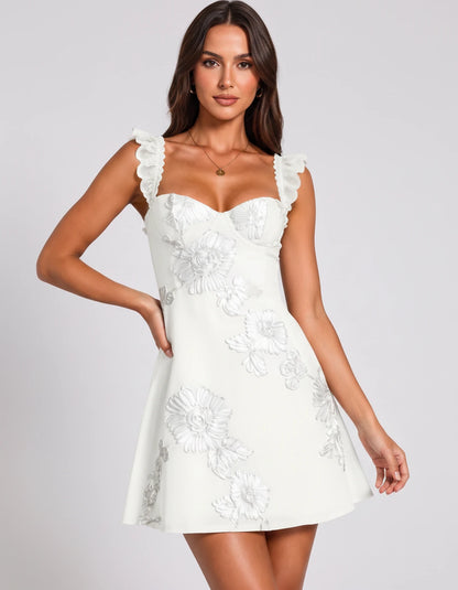 Mariposa Mini Dresses — White | SKU: RB-2b3a28-white-2,RB-2b3a28-white-4,RB-2b3a28-white-6,RB-2b3a28-white-8,RB-2b3a28-white-10,RB-2b3a28-white-12,RB-2b3a28-white-14,RB-2b3a28-white-16,RB-2b3a28-white-16W,RB-2b3a28-white-18W,RB-2b3a28-white-20W,RB-2b3a28-white-22W