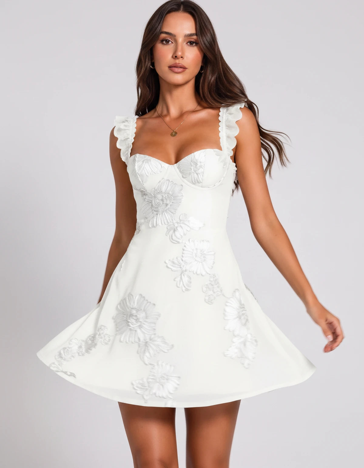 Mariposa Mini Dresses — White | SKU: RB-2b3a28-white-2,RB-2b3a28-white-4,RB-2b3a28-white-6,RB-2b3a28-white-8,RB-2b3a28-white-10,RB-2b3a28-white-12,RB-2b3a28-white-14,RB-2b3a28-white-16,RB-2b3a28-white-16W,RB-2b3a28-white-18W,RB-2b3a28-white-20W,RB-2b3a28-white-22W
