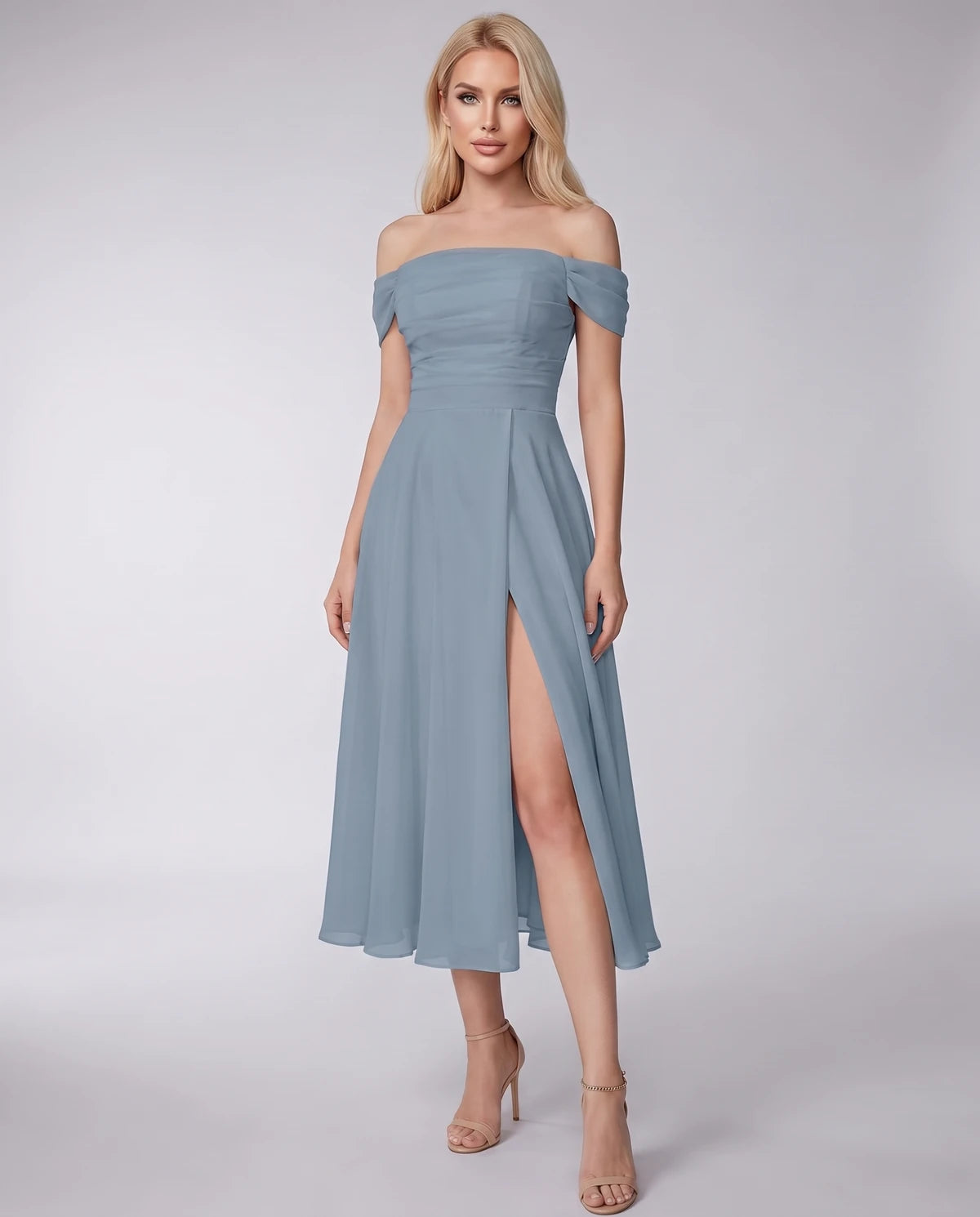 Marisol Midi Dresses — Dusty Blue