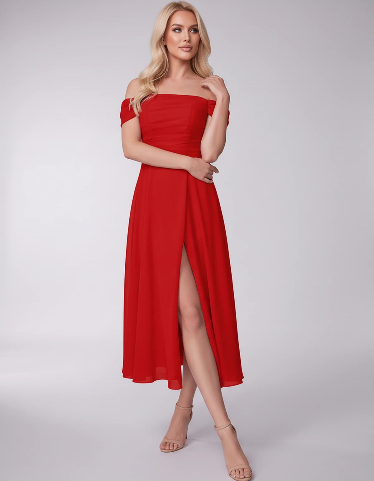 Marisol Midi Dresses — Red | SKU: RB-3c3e40-red-2,RB-3c3e40-red-4,RB-3c3e40-red-6,RB-3c3e40-red-8,RB-3c3e40-red-10,RB-3c3e40-red-12,RB-3c3e40-red-14,RB-3c3e40-red-16,RB-3c3e40-red-16W,RB-3c3e40-red-18W,RB-3c3e40-red-20W,RB-3c3e40-red-22W