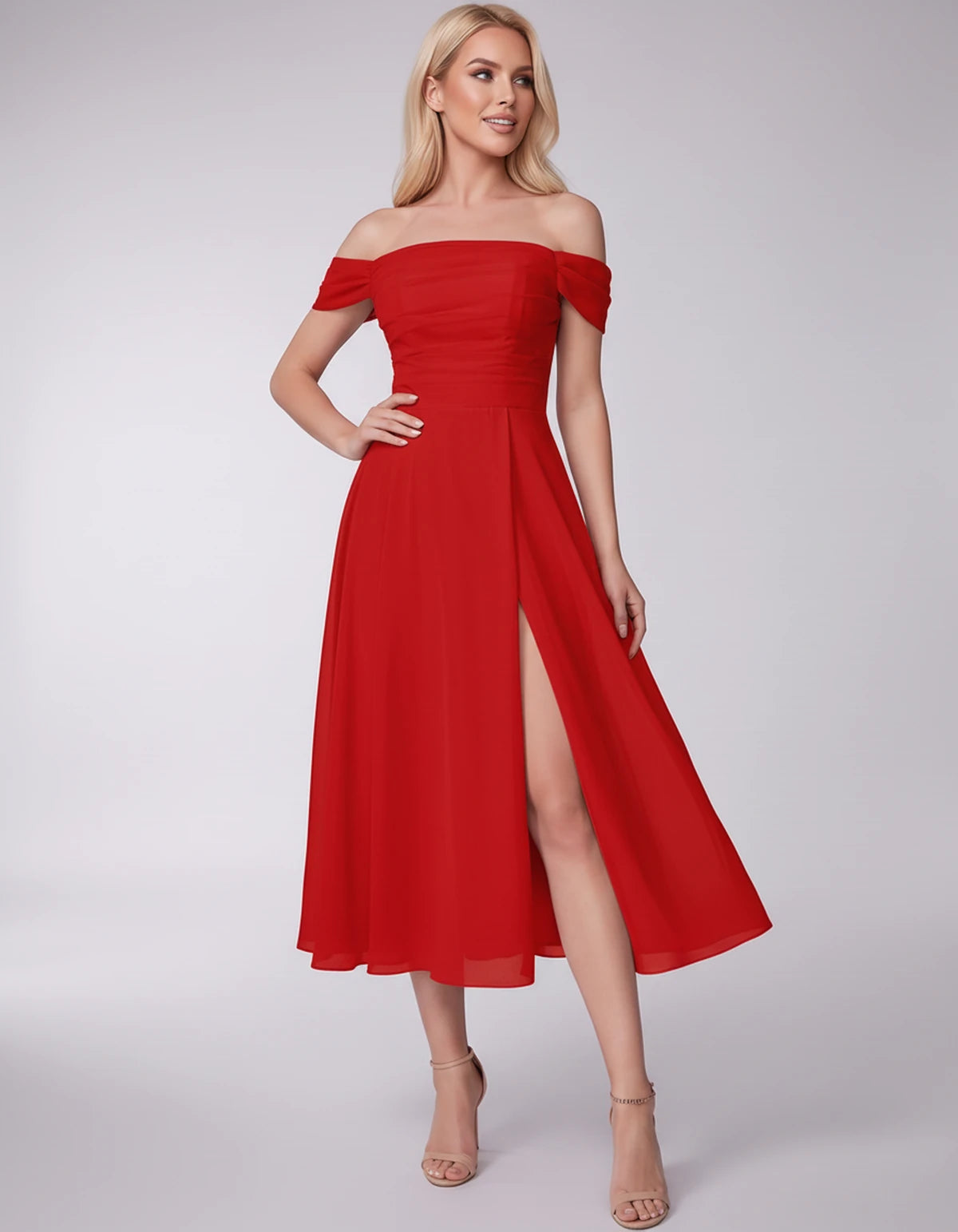 Marisol Midi Dresses — Red | SKU: RB-3c3e40-red-2,RB-3c3e40-red-4,RB-3c3e40-red-6,RB-3c3e40-red-8,RB-3c3e40-red-10,RB-3c3e40-red-12,RB-3c3e40-red-14,RB-3c3e40-red-16,RB-3c3e40-red-16W,RB-3c3e40-red-18W,RB-3c3e40-red-20W,RB-3c3e40-red-22W