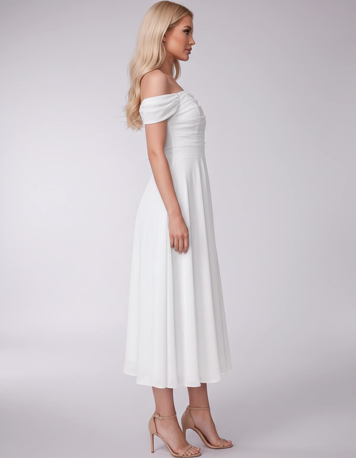 Marisol Midi Dresses — White | SKU: RB-3c3e40-white-2,RB-3c3e40-white-4,RB-3c3e40-white-6,RB-3c3e40-white-8,RB-3c3e40-white-10,RB-3c3e40-white-12,RB-3c3e40-white-14,RB-3c3e40-white-16,RB-3c3e40-white-16W,RB-3c3e40-white-18W,RB-3c3e40-white-20W,RB-3c3e40-white-22W