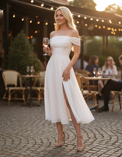 Marisol Midi Dresses — White | SKU: RB-3c3e40-white-2,RB-3c3e40-white-4,RB-3c3e40-white-6,RB-3c3e40-white-8,RB-3c3e40-white-10,RB-3c3e40-white-12,RB-3c3e40-white-14,RB-3c3e40-white-16,RB-3c3e40-white-16W,RB-3c3e40-white-18W,RB-3c3e40-white-20W,RB-3c3e40-white-22W