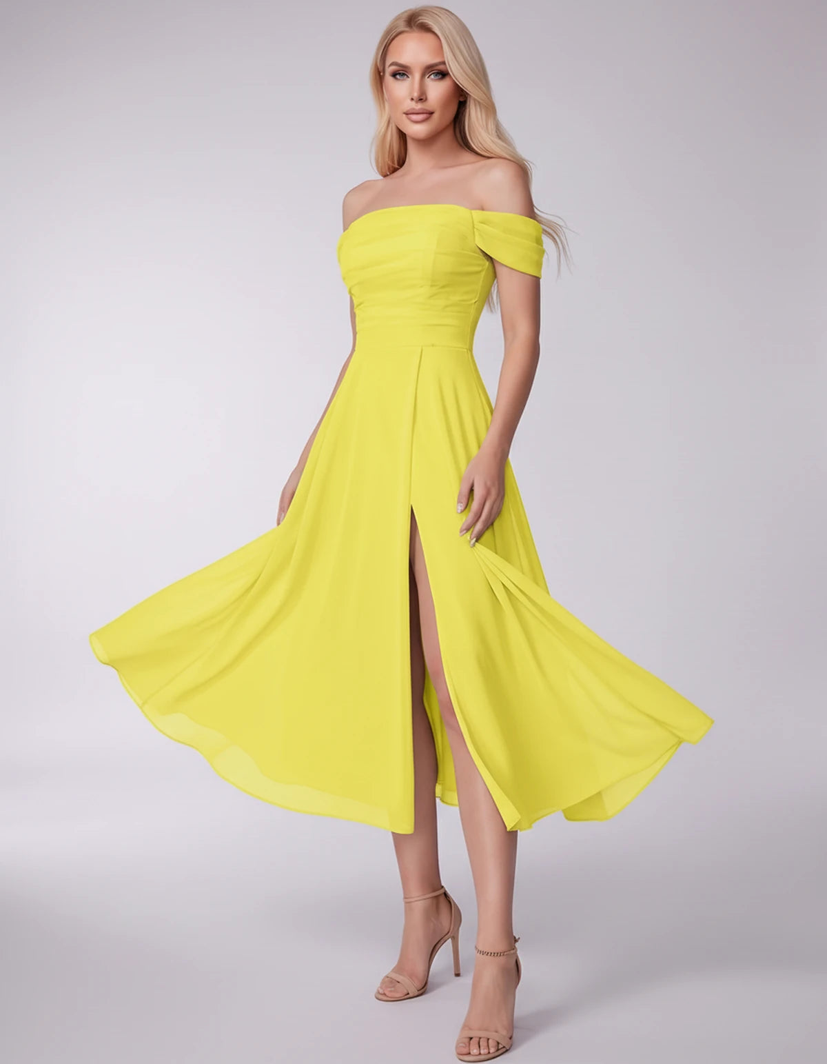 Marisol Midi Dresses — Yellow | SKU: RB-3c3e40-yellow-2,RB-3c3e40-yellow-4,RB-3c3e40-yellow-6,RB-3c3e40-yellow-8,RB-3c3e40-yellow-10,RB-3c3e40-yellow-12,RB-3c3e40-yellow-14,RB-3c3e40-yellow-16,RB-3c3e40-yellow-16W,RB-3c3e40-yellow-18W,RB-3c3e40-yellow-20W,RB-3c3e40-yellow-22W