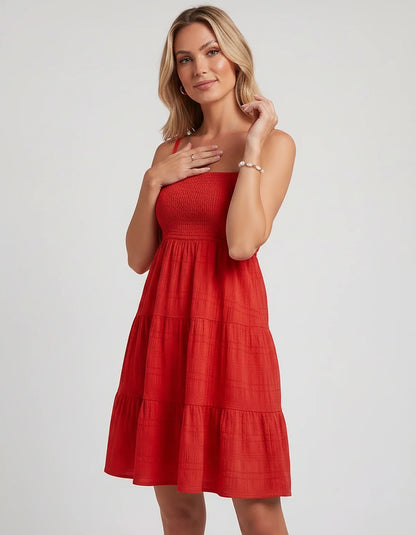 Textured Polyester Sleeveless Square Neck A-Line Mini Dress for Party, Cocktail, Evening, Summer Vacation & Wedding Guest Eve | SKU: MMD-483920174615208-BLUE-L,MMD-483920174615208-BLUE-M,MMD-483920174615208-BLUE-S,MMD-483920174615208-BLUE-XL,MMD-483920174615208-BLUE-XS
