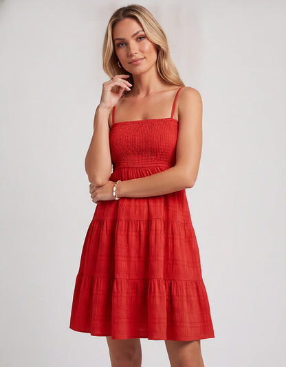 Textured Polyester Sleeveless Square Neck A-Line Mini Dress for Party, Cocktail, Evening, Summer Vacation & Wedding Guest Eve | SKU: MMD-483920174615208-BLUE-L,MMD-483920174615208-BLUE-M,MMD-483920174615208-BLUE-S,MMD-483920174615208-BLUE-XL,MMD-483920174615208-BLUE-XS