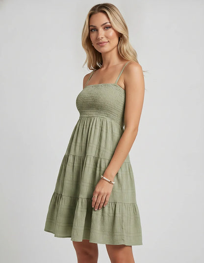 Textured Polyester Sleeveless Square Neck A-Line Mini Dress for Party, Cocktail, Evening, Summer Vacation & Wedding Guest Eve | SKU: MMD-483920174615208-BLUE-L,MMD-483920174615208-BLUE-M,MMD-483920174615208-BLUE-S,MMD-483920174615208-BLUE-XL,MMD-483920174615208-BLUE-XS