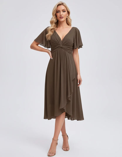 Maylis Midi Dresses — Brown | SKU: RB-cd26cb-brown-2,RB-cd26cb-brown-4,RB-cd26cb-brown-6,RB-cd26cb-brown-8,RB-cd26cb-brown-10,RB-cd26cb-brown-12,RB-cd26cb-brown-14,RB-cd26cb-brown-16,RB-cd26cb-brown-16W,RB-cd26cb-brown-18W,RB-cd26cb-brown-20W,RB-cd26cb-brown-22W