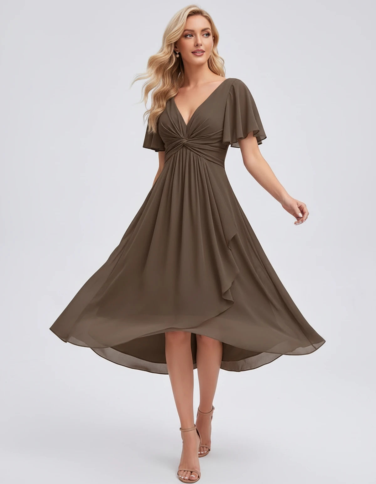 Maylis Midi Dresses — Brown | SKU: RB-cd26cb-brown-2,RB-cd26cb-brown-4,RB-cd26cb-brown-6,RB-cd26cb-brown-8,RB-cd26cb-brown-10,RB-cd26cb-brown-12,RB-cd26cb-brown-14,RB-cd26cb-brown-16,RB-cd26cb-brown-16W,RB-cd26cb-brown-18W,RB-cd26cb-brown-20W,RB-cd26cb-brown-22W
