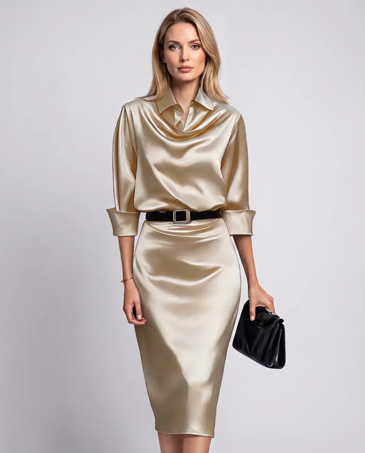 Melisande Midi Dresses — Beige