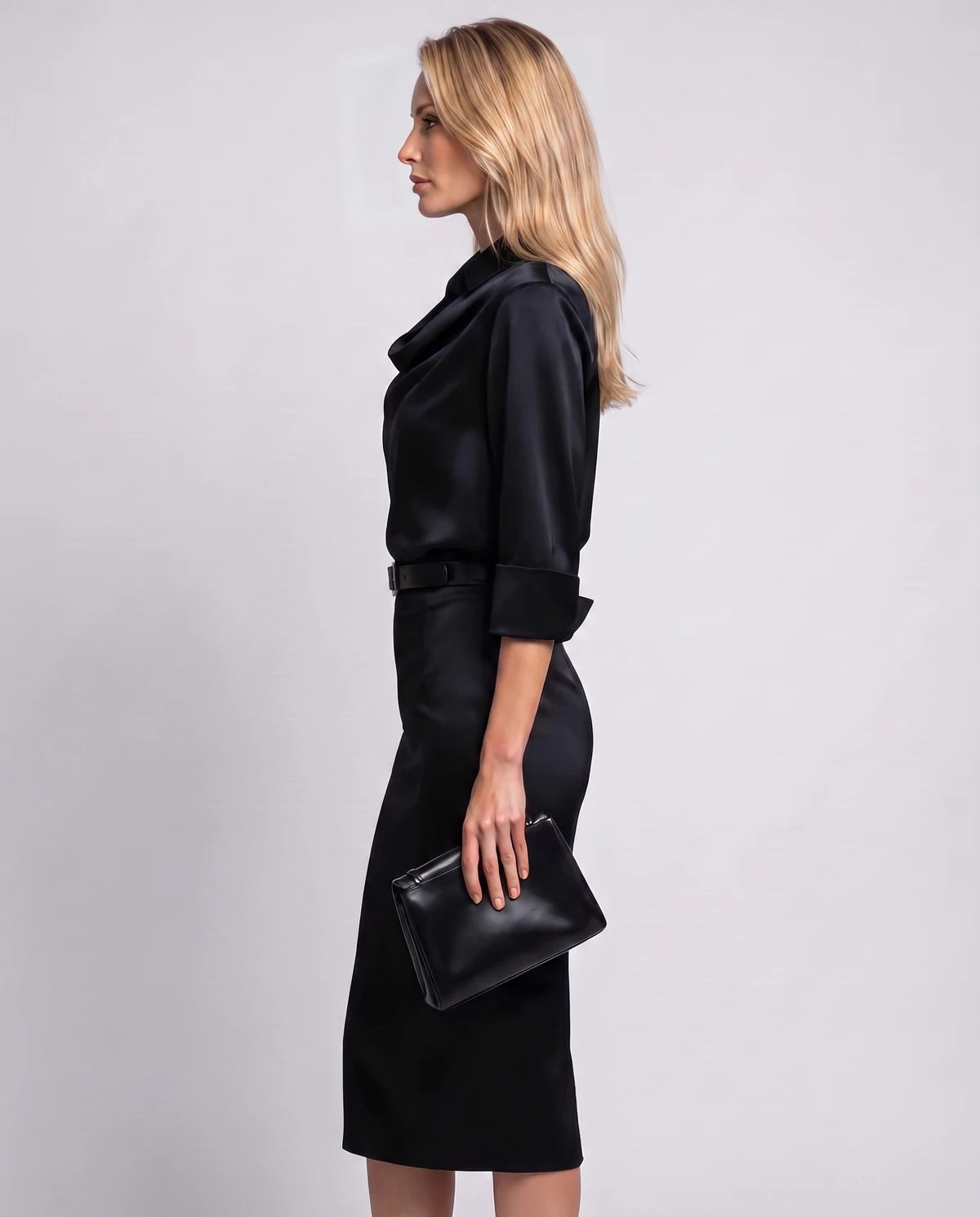 Melisande Midi Dresses — Black | SKU: RB-65198c-black-XS,RB-65198c-black-S,RB-65198c-black-M,RB-65198c-black-L,RB-65198c-black-XL,RB-65198c-black-2XL