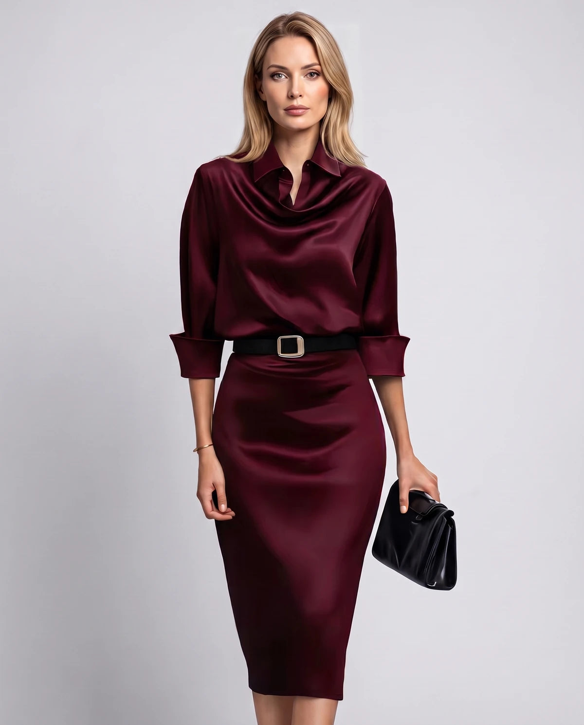 Melisande Midi Dresses — Burgundy