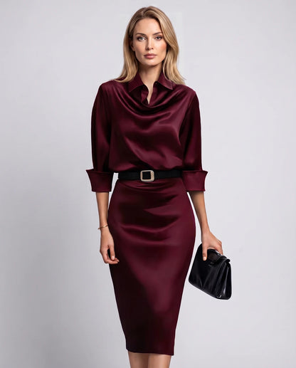 Melisande Midi Dresses — Burgundy