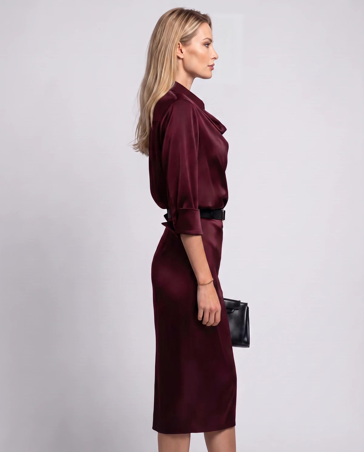 Melisande Midi Dresses — Burgundy | SKU: RB-65198c-burgundy-XS,RB-65198c-burgundy-S,RB-65198c-burgundy-M,RB-65198c-burgundy-L,RB-65198c-burgundy-XL,RB-65198c-burgundy-2XL