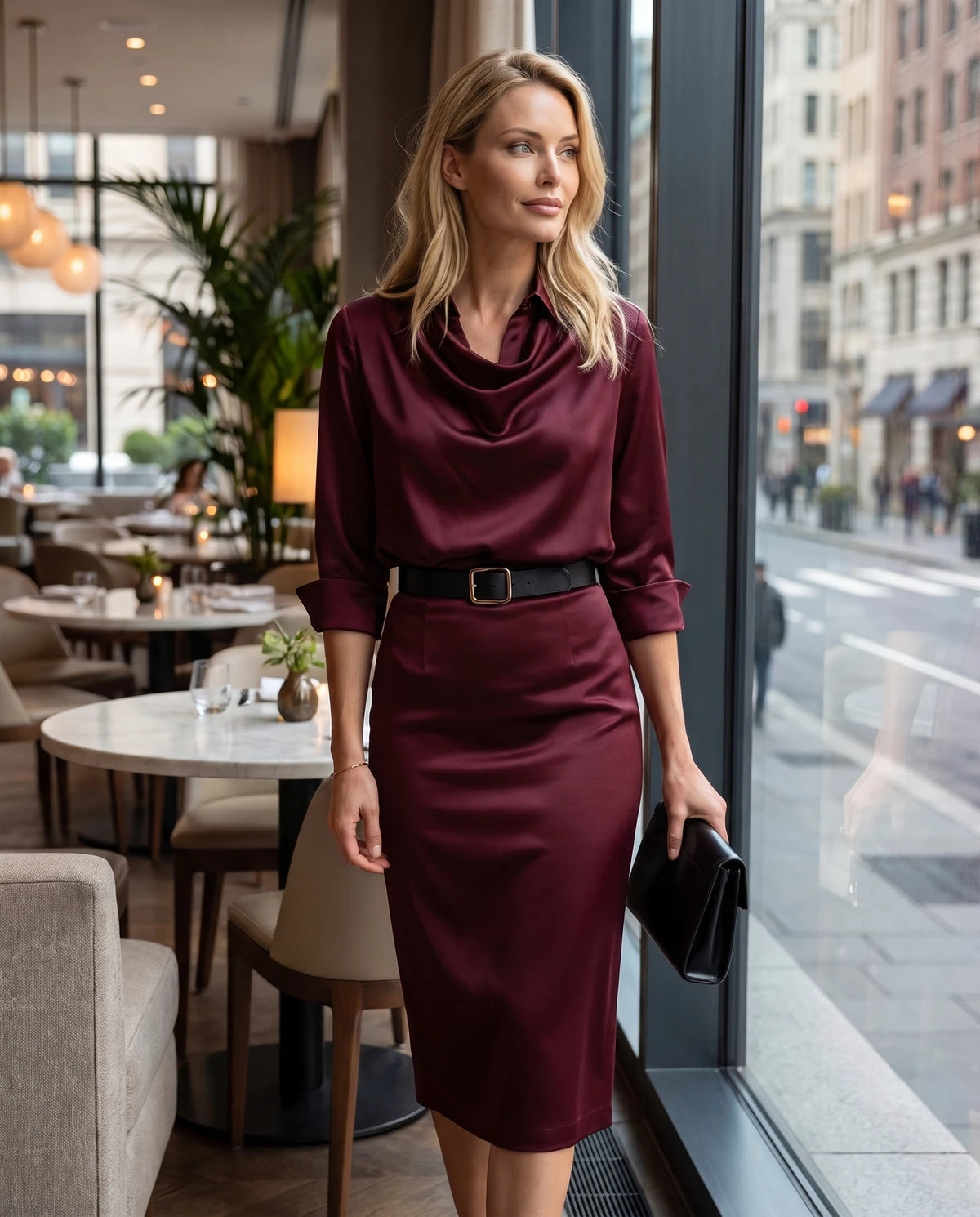 Melisande Midi Dresses — Burgundy | SKU: RB-65198c-burgundy-XS,RB-65198c-burgundy-S,RB-65198c-burgundy-M,RB-65198c-burgundy-L,RB-65198c-burgundy-XL,RB-65198c-burgundy-2XL