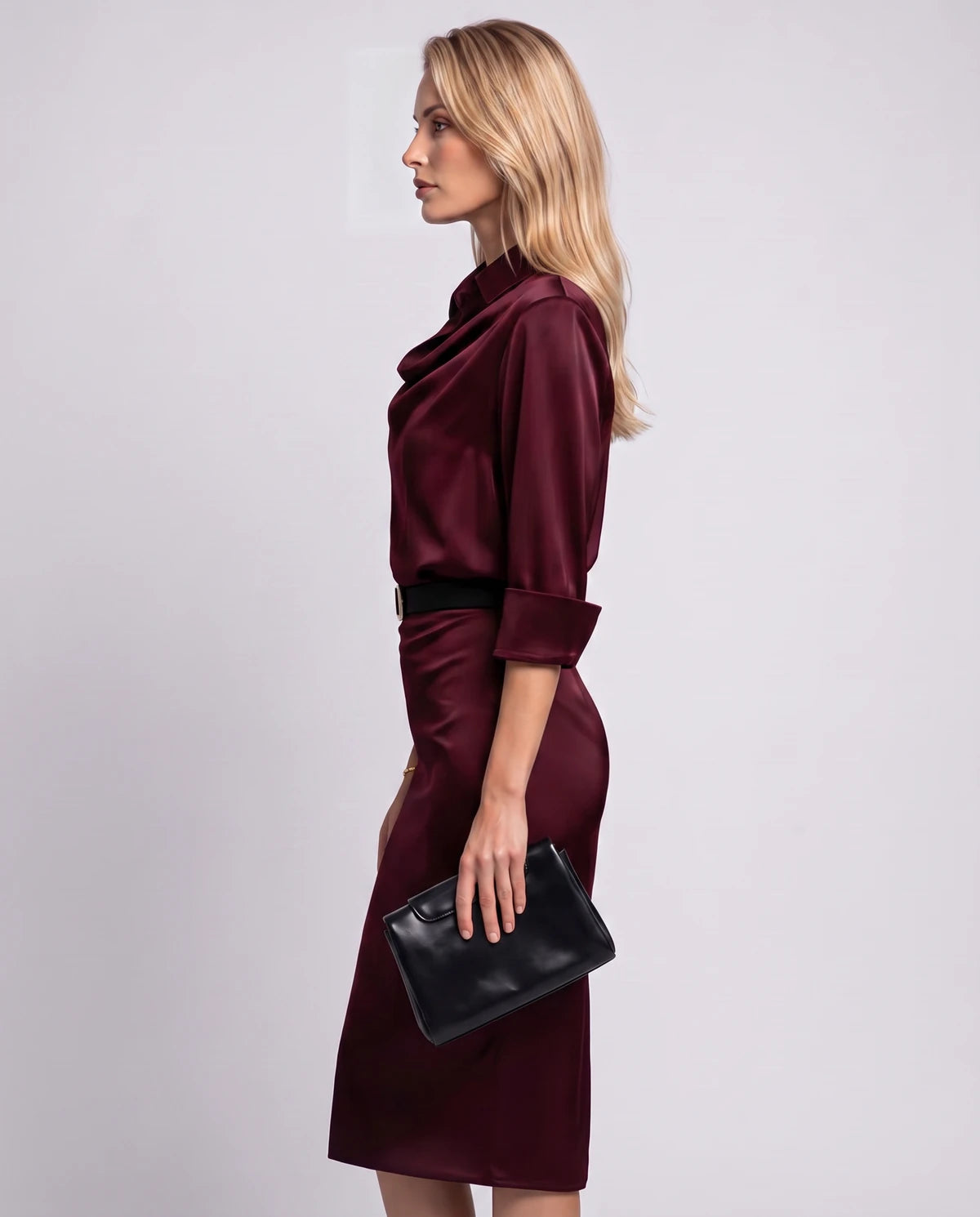 Melisande Midi Dresses — Burgundy | SKU: RB-65198c-burgundy-XS,RB-65198c-burgundy-S,RB-65198c-burgundy-M,RB-65198c-burgundy-L,RB-65198c-burgundy-XL,RB-65198c-burgundy-2XL