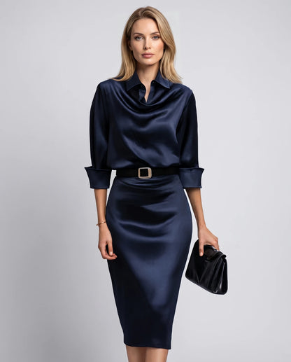 Melisande Midi Dresses — Navy Blue