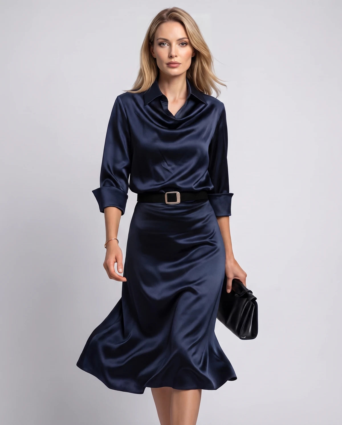Melisande Midi Dresses — Navy Blue | SKU: RB-65198c-navyblue-XS,RB-65198c-navyblue-S,RB-65198c-navyblue-M,RB-65198c-navyblue-L,RB-65198c-navyblue-XL,RB-65198c-navyblue-2XL