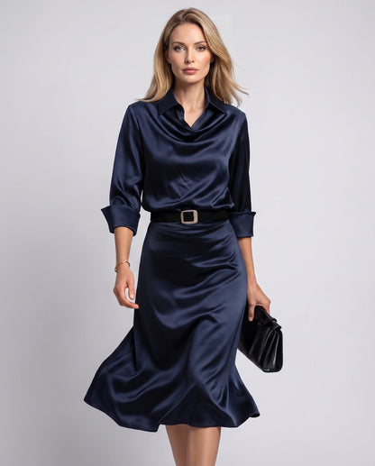 Melisande Midi Dresses — Navy Blue | SKU: RB-65198c-navyblue-XS,RB-65198c-navyblue-S,RB-65198c-navyblue-M,RB-65198c-navyblue-L,RB-65198c-navyblue-XL,RB-65198c-navyblue-2XL