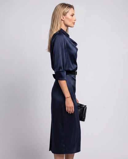 Melisande Midi Dresses — Navy Blue | SKU: RB-65198c-navyblue-XS,RB-65198c-navyblue-S,RB-65198c-navyblue-M,RB-65198c-navyblue-L,RB-65198c-navyblue-XL,RB-65198c-navyblue-2XL