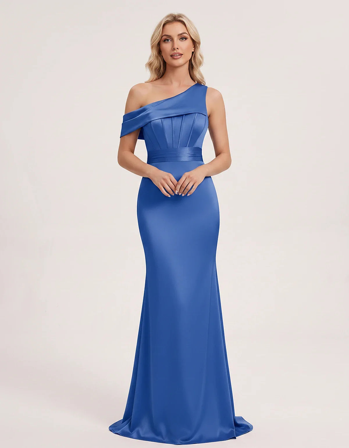 Satin One-Shoulder Off-Shoulder Mermaid Maxi Dress for Party, Cocktail, Evening, Wedding Guest, Bridesmaid & Summer Events, f | SKU: MD-582746193847561-BLUE-L,MD-582746193847561-BLUE-M,MD-582746193847561-BLUE-S,MD-582746193847561-BLUE-XL,MD-582746193847561-BLUE-XS