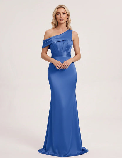 Satin One-Shoulder Off-Shoulder Mermaid Maxi Dress for Party, Cocktail, Evening, Wedding Guest, Bridesmaid & Summer Events, f | SKU: MD-582746193847561-BLUE-L,MD-582746193847561-BLUE-M,MD-582746193847561-BLUE-S,MD-582746193847561-BLUE-XL,MD-582746193847561-BLUE-XS