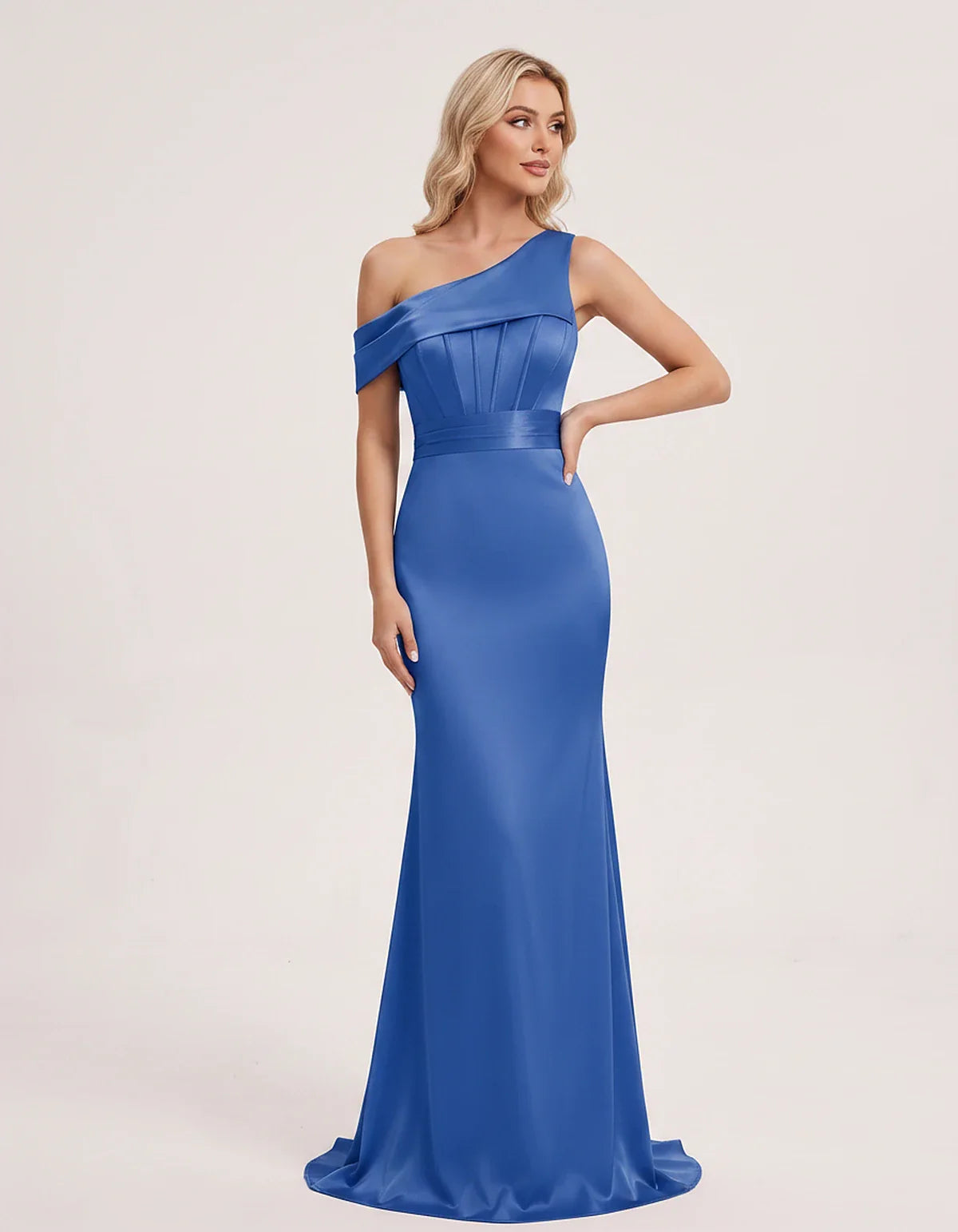 Satin One-Shoulder Off-Shoulder Mermaid Maxi Dress for Party, Cocktail, Evening, Wedding Guest, Bridesmaid & Summer Events, f | SKU: MD-582746193847561-BLUE-L,MD-582746193847561-BLUE-M,MD-582746193847561-BLUE-S,MD-582746193847561-BLUE-XL,MD-582746193847561-BLUE-XS