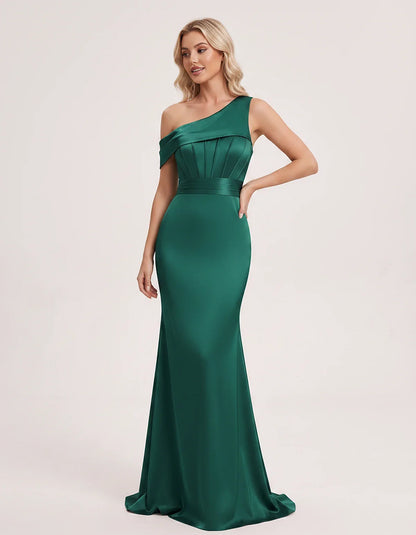 Satin One-Shoulder Off-Shoulder Mermaid Maxi Dress for Party, Cocktail, Evening, Wedding Guest, Bridesmaid & Summer Events, f | SKU: MD-582746193847561-TEAL-L,MD-582746193847561-TEAL-M,MD-582746193847561-TEAL-S,MD-582746193847561-TEAL-XL,MD-582746193847561-TEAL-XS