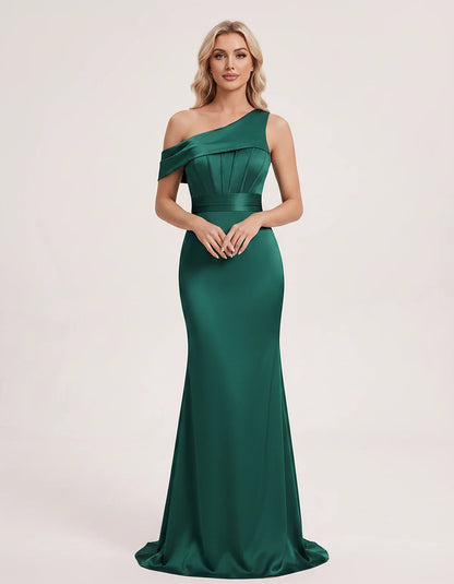 Satin One-Shoulder Off-Shoulder Mermaid Maxi Dress for Party, Cocktail, Evening, Wedding Guest, Bridesmaid & Summer Events, f | SKU: MD-582746193847561-TEAL-L,MD-582746193847561-TEAL-M,MD-582746193847561-TEAL-S,MD-582746193847561-TEAL-XL,MD-582746193847561-TEAL-XS