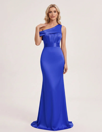 Satin One-Shoulder Off-Shoulder Mermaid Maxi Dress for Party, Cocktail, Evening, Wedding Guest, Bridesmaid & Summer Events, f | SKU: MD-582746193847561-ROYALBLUE-L,MD-582746193847561-ROYALBLUE-M,MD-582746193847561-ROYALBLUE-S,MD-582746193847561-ROYALBLUE-XL,MD-582746193847561-ROYALBLUE-XS