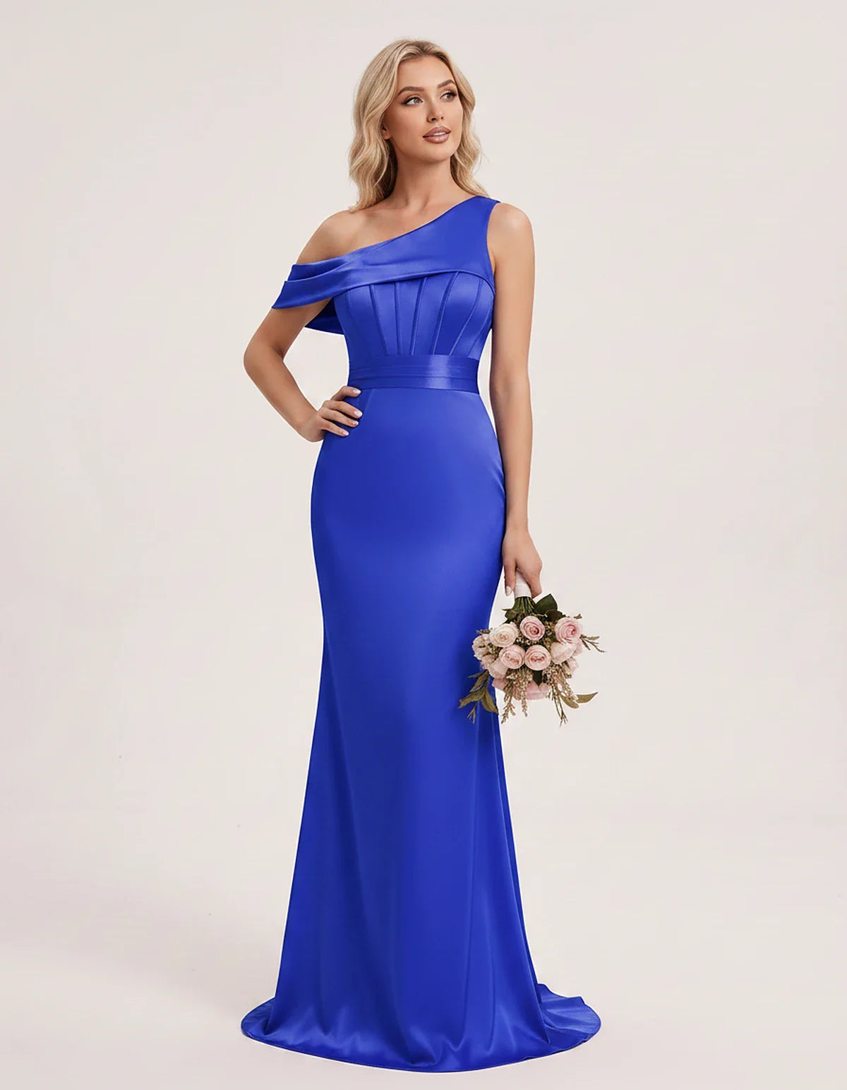 Satin One-Shoulder Off-Shoulder Mermaid Maxi Dress for Party, Cocktail, Evening, Wedding Guest, Bridesmaid & Summer Events, f | SKU: MD-582746193847561-ROYALBLUE-L,MD-582746193847561-ROYALBLUE-M,MD-582746193847561-ROYALBLUE-S,MD-582746193847561-ROYALBLUE-XL,MD-582746193847561-ROYALBLUE-XS