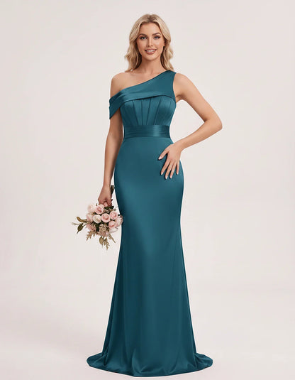 Satin One-Shoulder Off-Shoulder Mermaid Maxi Dress for Party, Cocktail, Evening, Wedding Guest, Bridesmaid & Summer Events, f | SKU: MD-582746193847561-BLUEGREEN-L,MD-582746193847561-BLUEGREEN-M,MD-582746193847561-BLUEGREEN-S,MD-582746193847561-BLUEGREEN-XL,MD-582746193847561-BLUEGREEN-XS