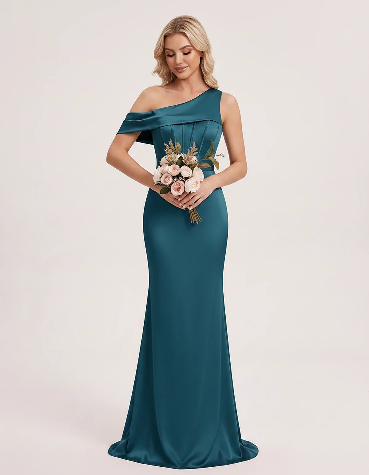 Satin One-Shoulder Off-Shoulder Mermaid Maxi Dress for Party, Cocktail, Evening, Wedding Guest, Bridesmaid & Summer Events, f | SKU: MD-582746193847561-BLUEGREEN-L,MD-582746193847561-BLUEGREEN-M,MD-582746193847561-BLUEGREEN-S,MD-582746193847561-BLUEGREEN-XL,MD-582746193847561-BLUEGREEN-XS