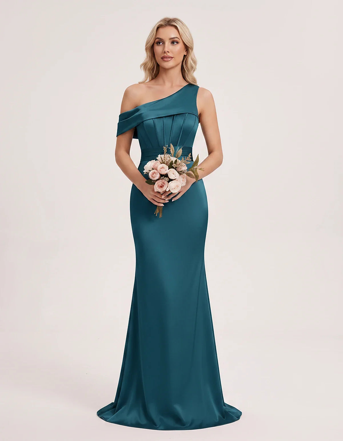 Satin One-Shoulder Off-Shoulder Mermaid Maxi Dress for Party, Cocktail, Evening, Wedding Guest, Bridesmaid & Summer Events, f | SKU: MD-582746193847561-BLUEGREEN-L,MD-582746193847561-BLUEGREEN-M,MD-582746193847561-BLUEGREEN-S,MD-582746193847561-BLUEGREEN-XL,MD-582746193847561-BLUEGREEN-XS