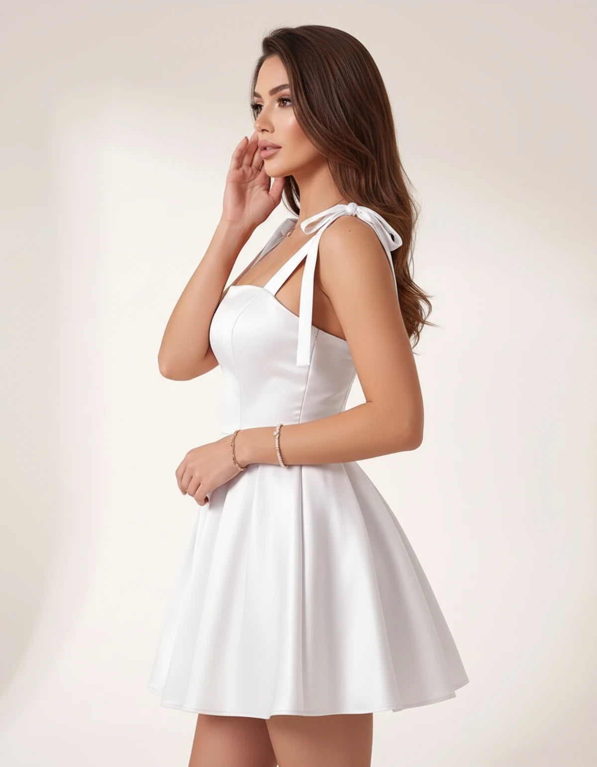 Messina Mini Dresses — White | SKU: RB-182a6a-white-2,RB-182a6a-white-4,RB-182a6a-white-6,RB-182a6a-white-8,RB-182a6a-white-10,RB-182a6a-white-12,RB-182a6a-white-14,RB-182a6a-white-16,RB-182a6a-white-16W,RB-182a6a-white-18W,RB-182a6a-white-20W,RB-182a6a-white-22W