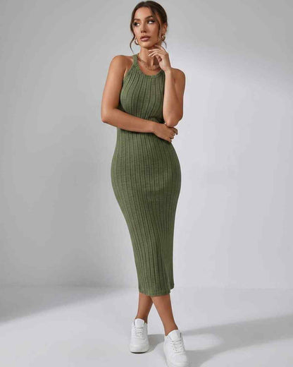 Ramblion Mia midi dress — crew neck neckline · side detail · styled for cocktail season
